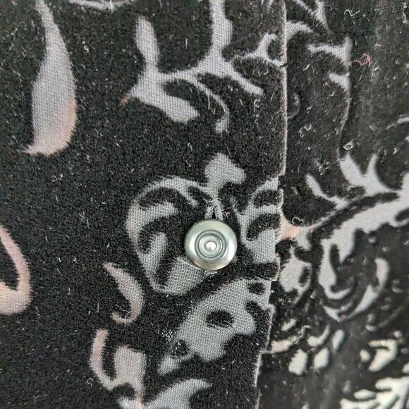 Vtg Lauren Ralph Lauren Velvet Top L Black Shirt Silk Sheer Button Whimsigoth - Picture 7 of 10